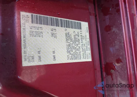 2015 Nissan Altima 2.5/2.5 S/2.5 Sl/2.5 Sv z USA, uszkodzony, nr VIN 1N4AL3AP7FN346833